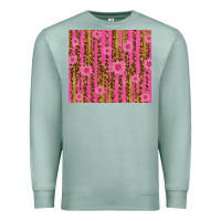 Seafoam glitter pink stripe leopard pattern with flowers Premium Sweatshirt - TumblerDesignByShophia