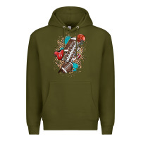Army Green Football lightning bolt leopard Premium Hoodie - HowdyJamesFarm