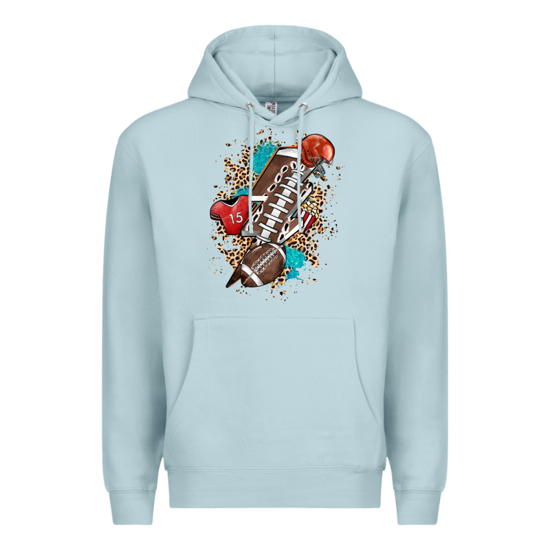 Football Lightning Bolt Leopard Premium Hoodie by HowdyJamesFarm | Teevron
