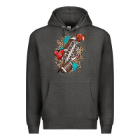 Charcoal Heather Football lightning bolt leopard Premium Hoodie - HowdyJamesFarm