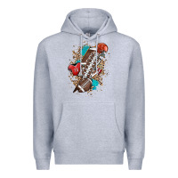 Heather Grey Football lightning bolt leopard Premium Hoodie - HowdyJamesFarm