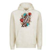 Oatmeal Heather Football lightning bolt leopard Premium Hoodie - HowdyJamesFarm