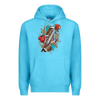 Ocean Blue Football lightning bolt leopard Premium Hoodie - HowdyJamesFarm