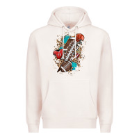 Pale Pink Football lightning bolt leopard Premium Hoodie - HowdyJamesFarm