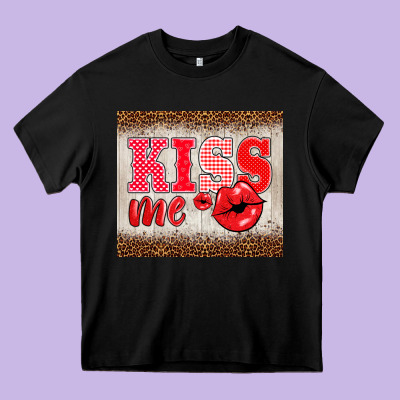 Valentine's Day Kiss Me Heavy Core Tee Designed By Barkaloodesign