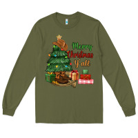 Army Green merry christmas y'all Long Sleeve Tee - MaliasSmallBusiness