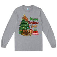 Heather Grey merry christmas y'all Long Sleeve Tee - MaliasSmallBusiness