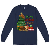 Navy merry christmas y'all Long Sleeve Tee - MaliasSmallBusiness