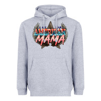 Heather Grey American mama 4th of july Heavyweight Hoodie - HowdyJamesFarm