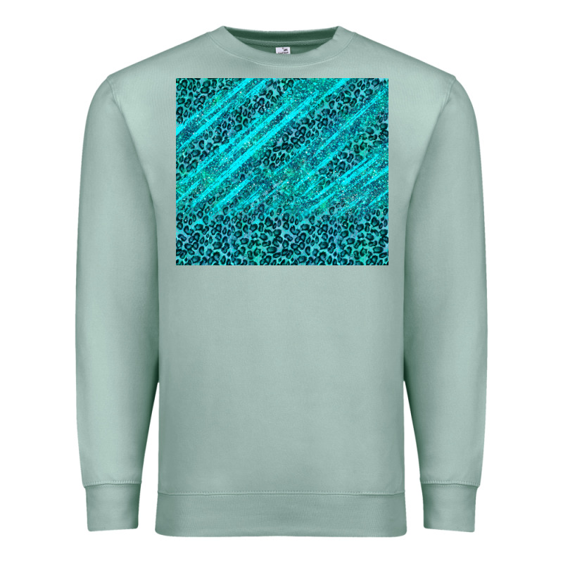 Blue Glitter With Leopard Pattern Premium Sweatshirt by TumblerDesignByShophia | Teevron