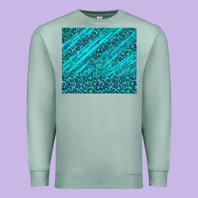 Blue Glitter With Leopard Pattern Premium Sweatshirt Designed By Tumblerdesignbyshophia