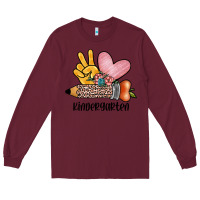 Burgundy peace love kindergarten Long Sleeve Tee - JahusDesignShop