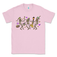 Bubblegum Pink dancing skeletons mardi gras Classic Tee - MaliasSmallBusiness