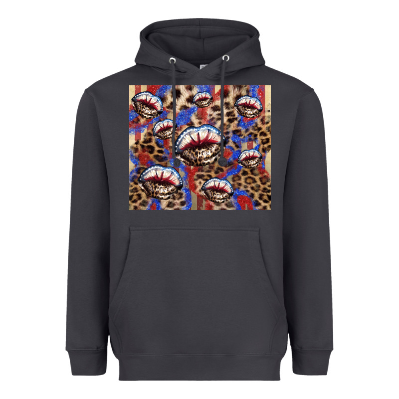 American Flag Lips Leopard  Tumbler Heavyweight Hoodie by HowdyJamesFarm | Teevron