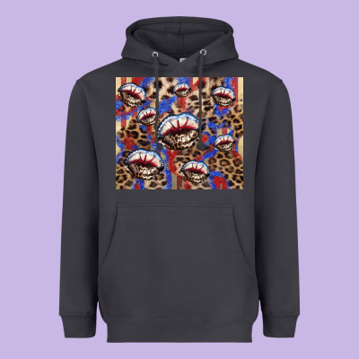 American Flag Lips Leopard  Tumbler Heavyweight Hoodie Designed By Howdyjamesfarm