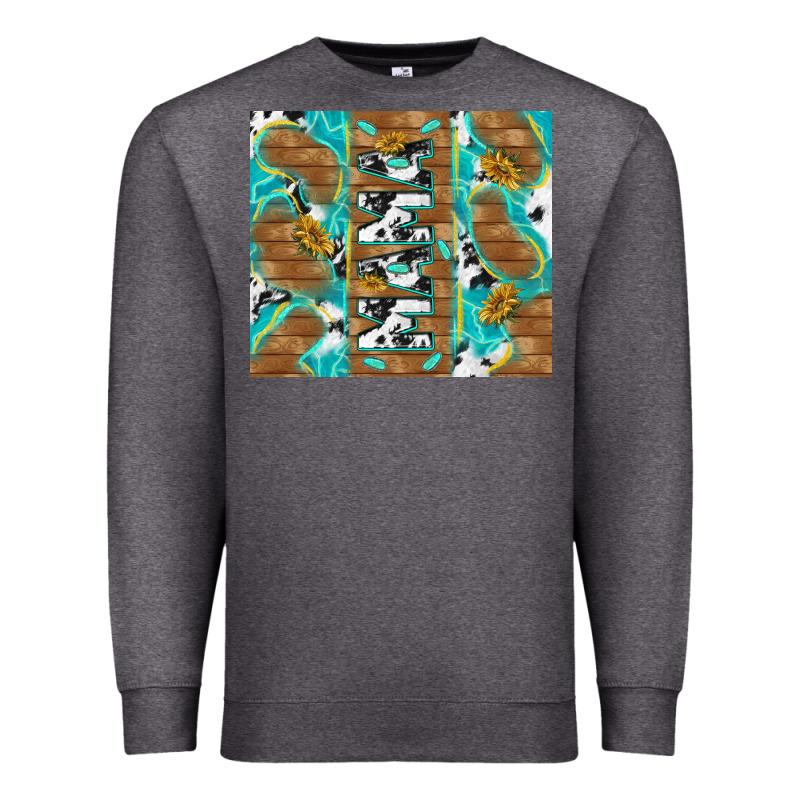 Cowhide Mama With Rustic Teal Wood Premium Sweatshirt by TumblerDesignByShophia | Teevron