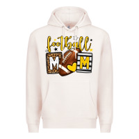 Pale Pink Football mom yellow team color Premium Hoodie - HowdyJamesFarm