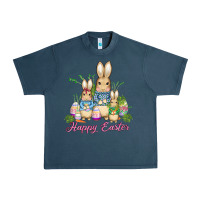 Midnight Navy easter bunny family wıth carrots and eggs Urban Heavy Tee - AdoDesignShop
