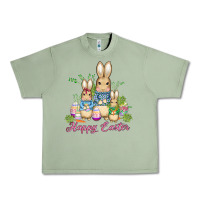 Oil Green easter bunny family wıth carrots and eggs Urban Heavy Tee - AdoDesignShop