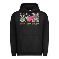 Pigment Black peace love easter bunny Urban Hoodie - FaDigitalArtStudio