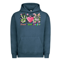 Pigment Midnight Navy peace love easter bunny Urban Hoodie - FaDigitalArtStudio