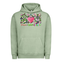 Pigment Oil Green peace love easter bunny Urban Hoodie - FaDigitalArtStudio