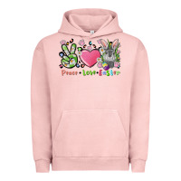 Pigment Salmon peace love easter bunny Urban Hoodie - FaDigitalArtStudio