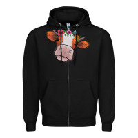 Black cow with flowers Zipper Hoodie - Bettercallsaul