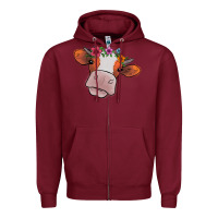 Burgundy cow with flowers Zipper Hoodie - Bettercallsaul