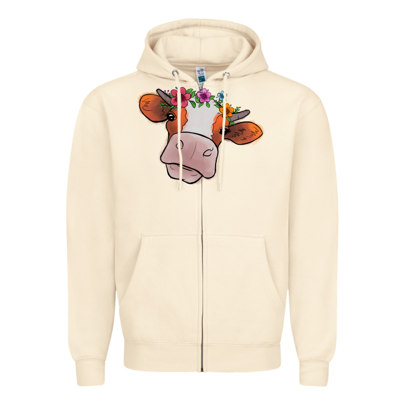 Cow With Flowers Zipper Hoodie by Bettercallsaul | Teevron