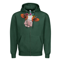 Sports Green cow with flowers Zipper Hoodie - Bettercallsaul