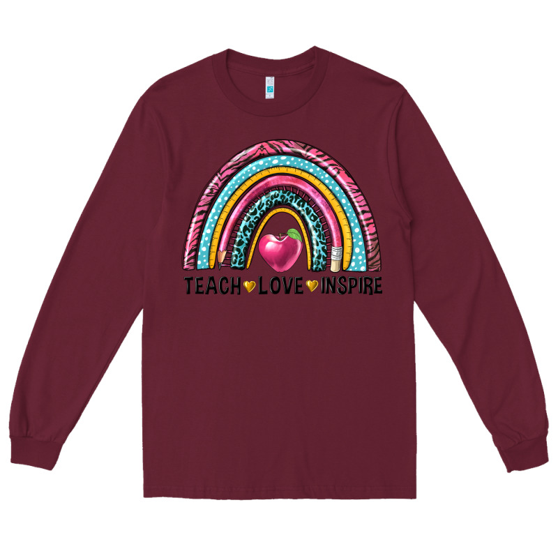 Rainbow Teach Love Inspire Long Sleeve Tee by NancyCooperArtShop | Teevron