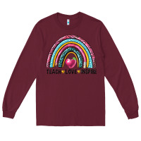 Burgundy rainbow teach love inspire Long Sleeve Tee - NancyCooperArtShop
