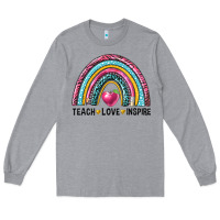 Heather Grey rainbow teach love inspire Long Sleeve Tee - NancyCooperArtShop