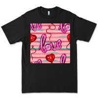 Black valentines day heart and love balloons seamless pattern Premium Tee - BundleAndBundleShop