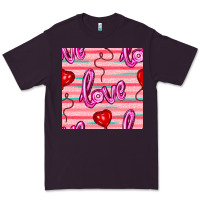 Plum valentines day heart and love balloons seamless pattern Premium Tee - BundleAndBundleShop