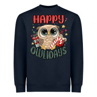 Navy happy owlidays Heavyweight Sweatshirt - MaliasSmallBusiness