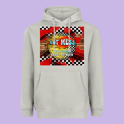 Hot Mess Daddy Of Both Heavyweight Hoodie Designed By Tumblerdesignbyshophia