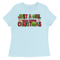 Baby Blue just a girl who loves christmas with cookies Ladies Tee - FaDigitalArtStudio
