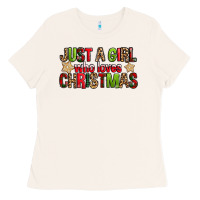 Bone just a girl who loves christmas with cookies Ladies Tee - FaDigitalArtStudio