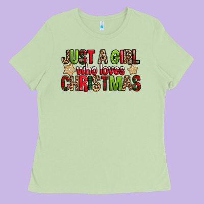 Just A Girl Who Loves Christmas With Cookies Ladies Tee Designed By Fadigitalartstudio