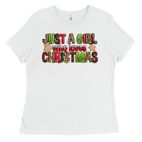 White just a girl who loves christmas with cookies Ladies Tee - FaDigitalArtStudio
