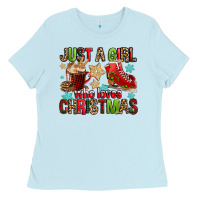 Baby Blue just a girl who loves christmas Ladies Tee - FaDigitalArtStudio