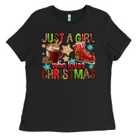 Black just a girl who loves christmas Ladies Tee - FaDigitalArtStudio