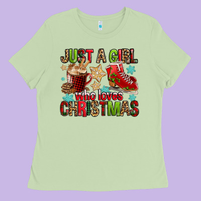 Just A Girl Who Loves Christmas Ladies Tee Designed By Fadigitalartstudio