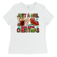 White just a girl who loves christmas Ladies Tee - FaDigitalArtStudio