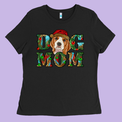 Christmas Beagle Dog Mom Ladies Tee Designed By Ranaportraitstore