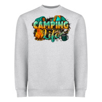 Heather Grey camping life Heavyweight Sweatshirt - NancyCooperArtShop