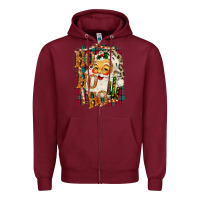 Burgundy Christmas Ho Ho Ho Zipper Hoodie - Bettercallsaul