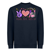 Navy peace love make up Heavyweight Sweatshirt - MaliasSmallBusiness